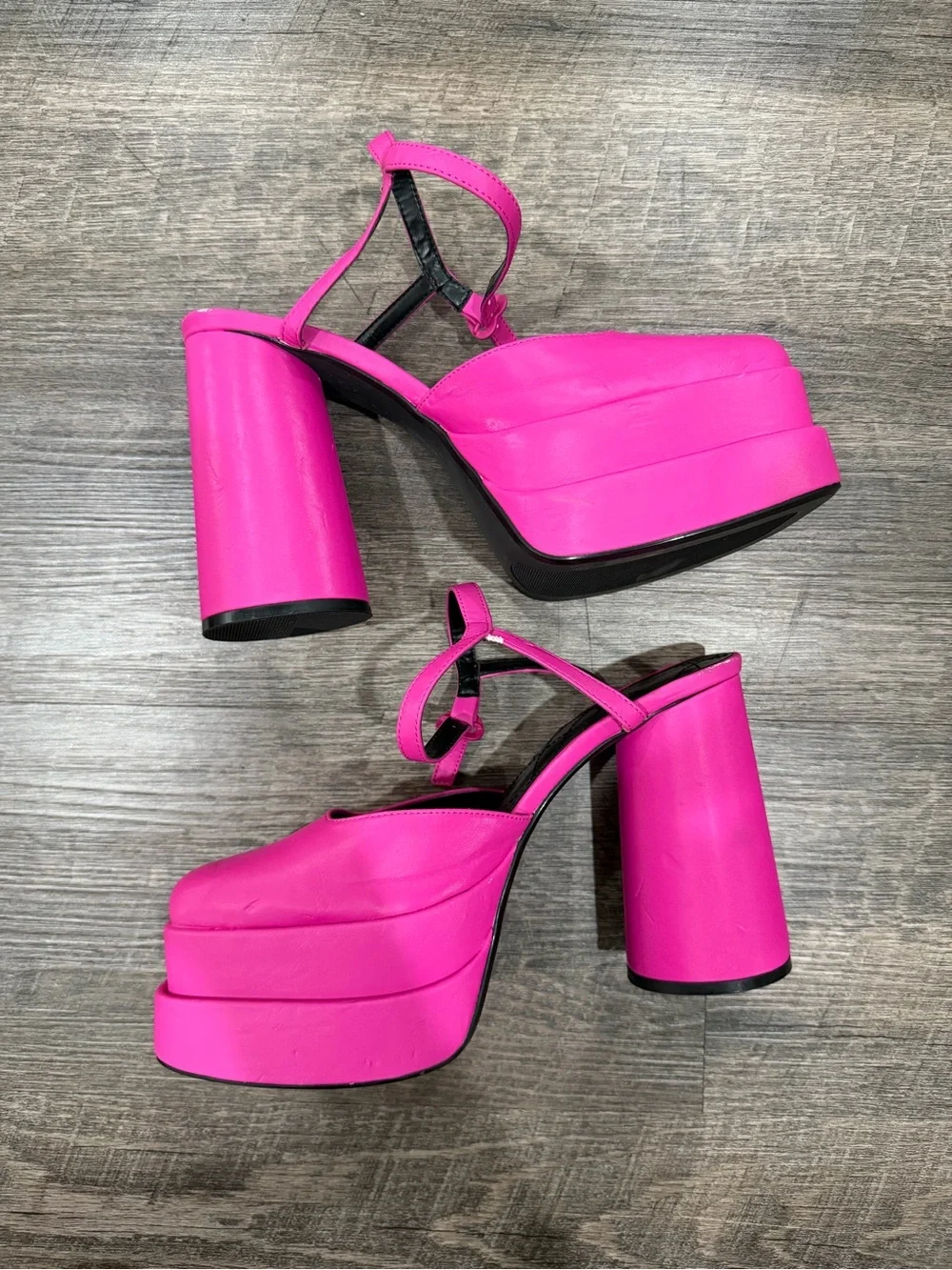 Bershka Hot Pink Platform Mary Jane Heels
